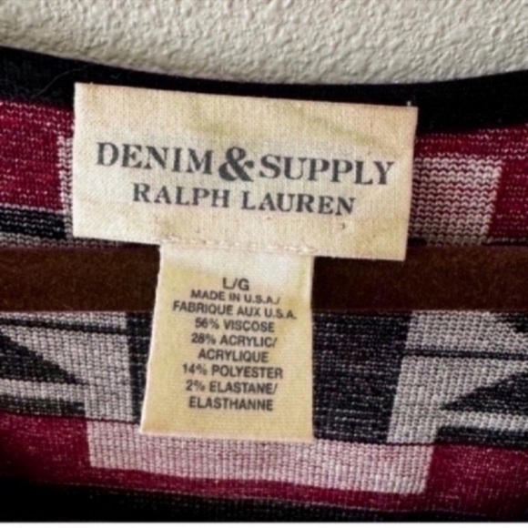 Sweater Dress Tunic Knit aztec boho Mini Denim & Supply RL black large - Picture 7 of 8